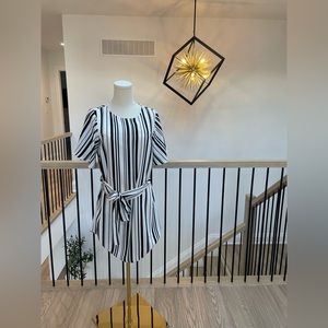 White and Black Stripped Dress